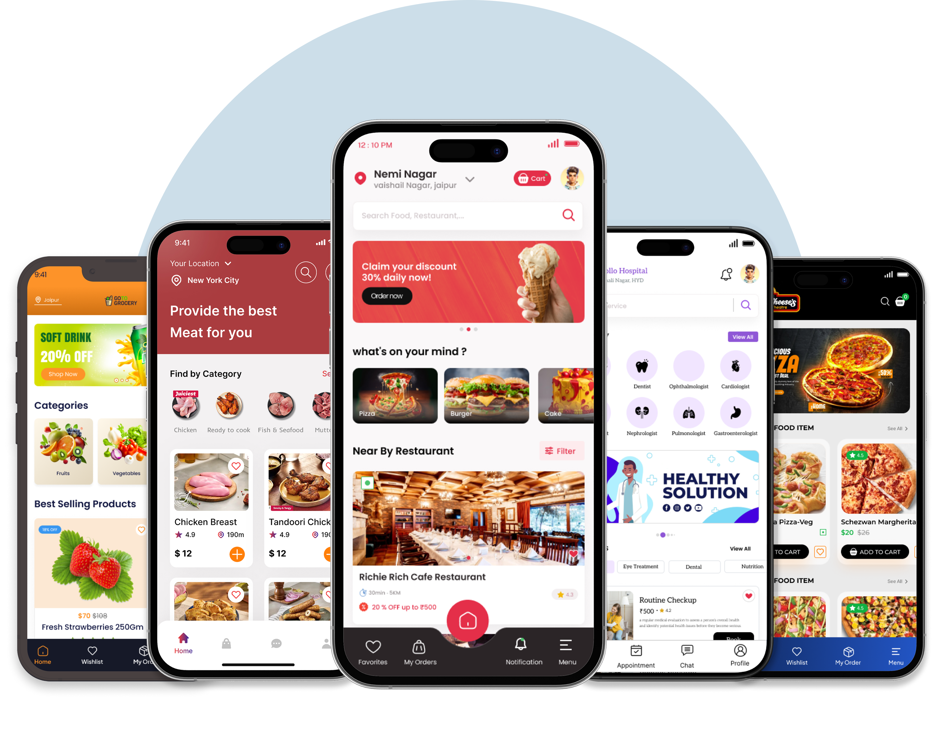 Multiple Mobile App Mockups